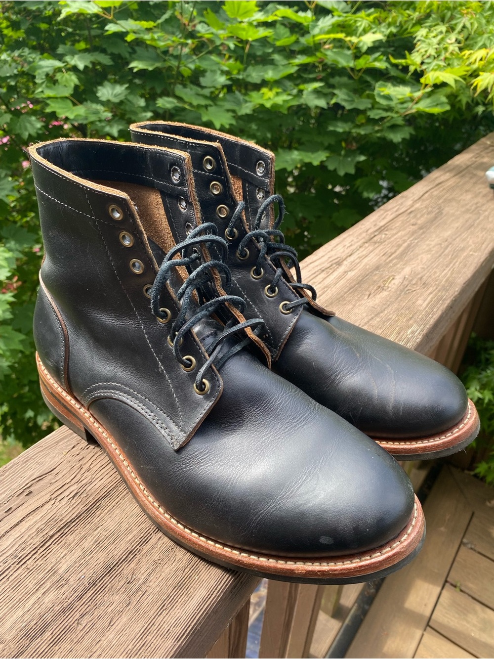 Men's Black Leather Lace-Up Work Boots
